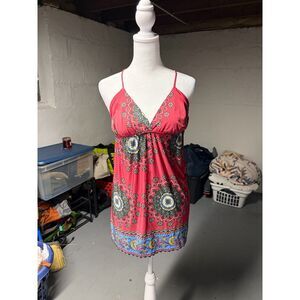 UnitUSA Boho Vibrant Long Top/Mini Dress VERY SOFT Size S/M Elastic Under Chest